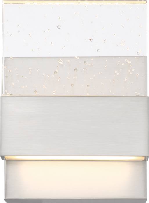 Satco 62-1501 ELLUSION LED SMALL WALL SCONCE Ellusion LED Small Wall Sconce 15W Polished Nickel Finish with Seeded Glass