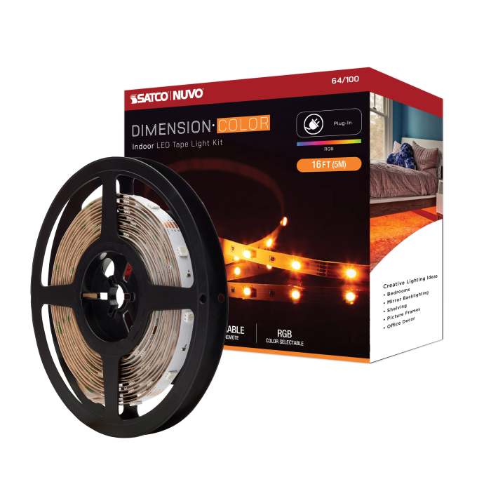 Satco 64-100 Dimension Color Tape Light strip 16 ft. RGB Plug connection White Finish