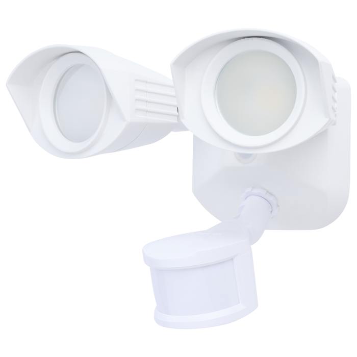 Satco 65-1401 20 Watt LED Dual Head Security Flood Light 80 CRI 3000K/4000K/5000K CCT White Finish Wet Location Rated