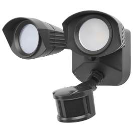 Satco 65-1405 20 Watt LED Dual Head Security Flood Light 80 CRI 3000K/4000K/5000K CCT Black Finish Wet Location Rated