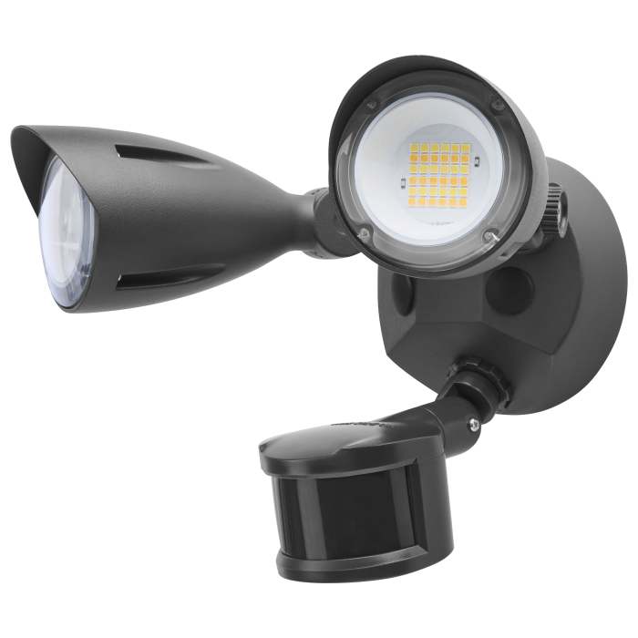 Satco 65-1415 20 Watt LED Dual Head Security Flood Light 9.61 x 7.32 x 7.17 80 CRI 3000K/4000K/5000K CCT Black Finish Wet Location Rated