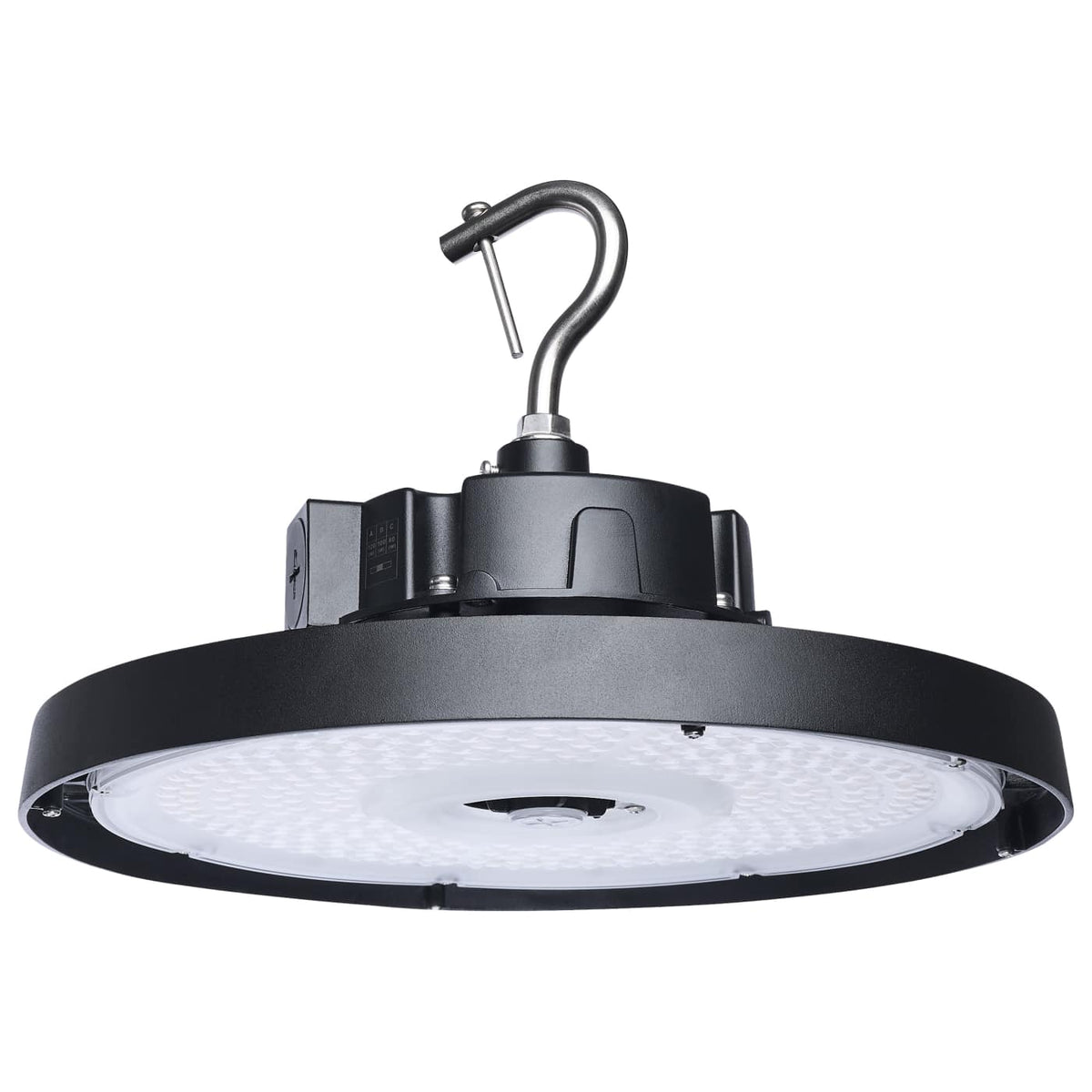 Satco 65-1520 120/100/80 Wattage Selectable LED UFO High Bay 3K/4K/5K CCT Selectable 60/80/100 Beam Angle Selectable Black Finish 120-347 Volt