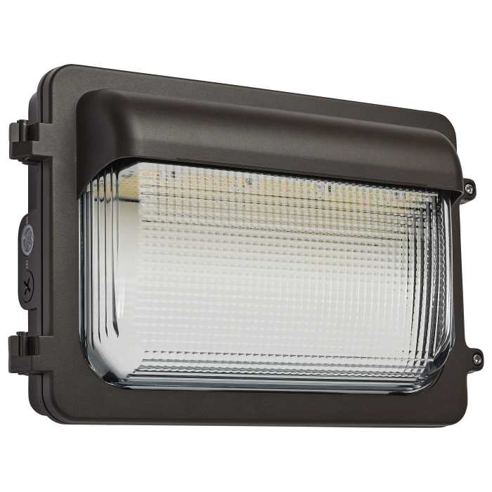 Satco 65-887 LED Low Profile Wall Pack Wattage 70/85/100W and CCT 3K/4K/5K Selectable Photocell Emergency Battery Bronze Finish
