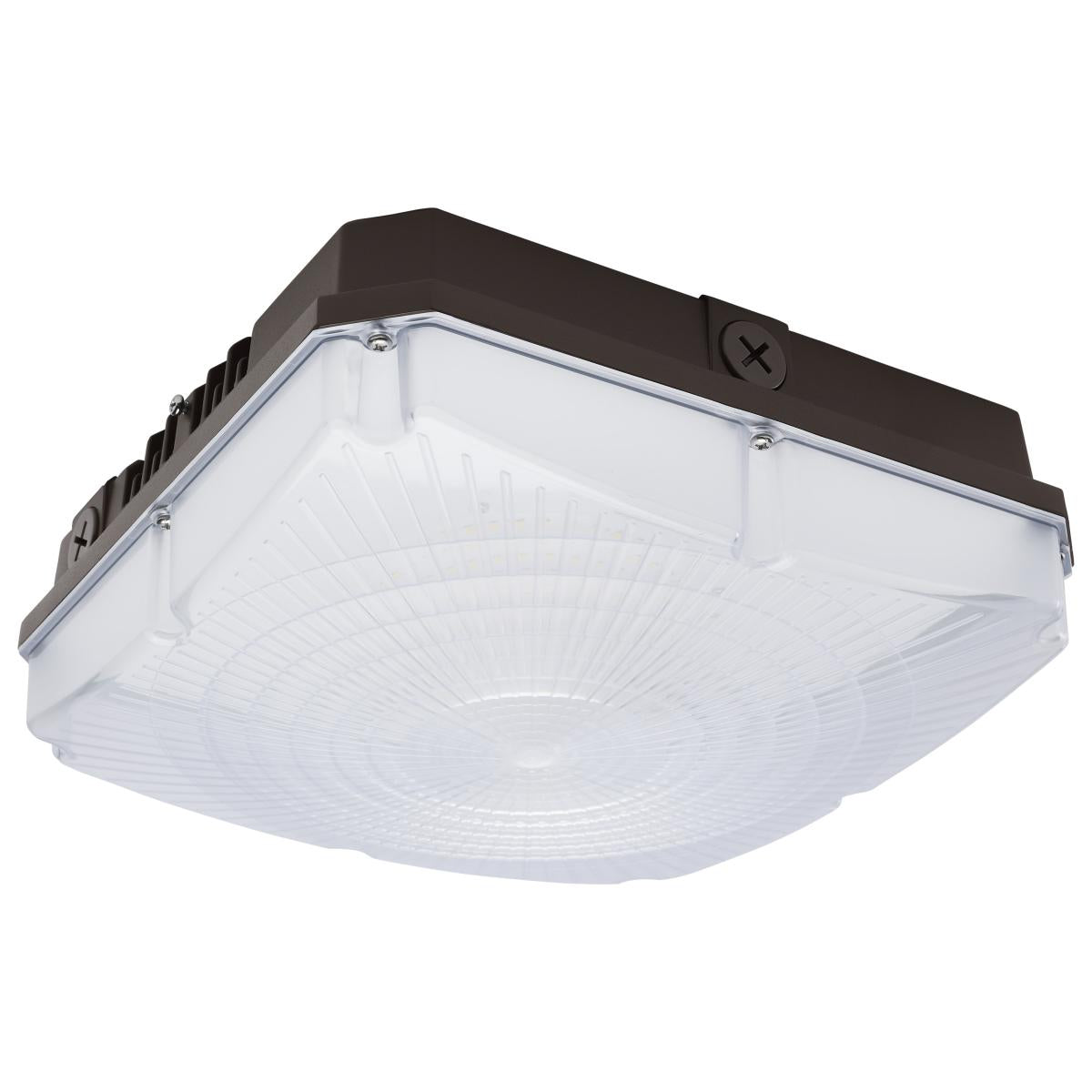 Satco 65-982 8.5" LED CANOPY W/SENSOR 8.5 Inch LED Field Selectable Canopy Fixture With Sensor; 25/30/40 Watts; 3K/4K/5K CCT; 120-277 Range Voltage