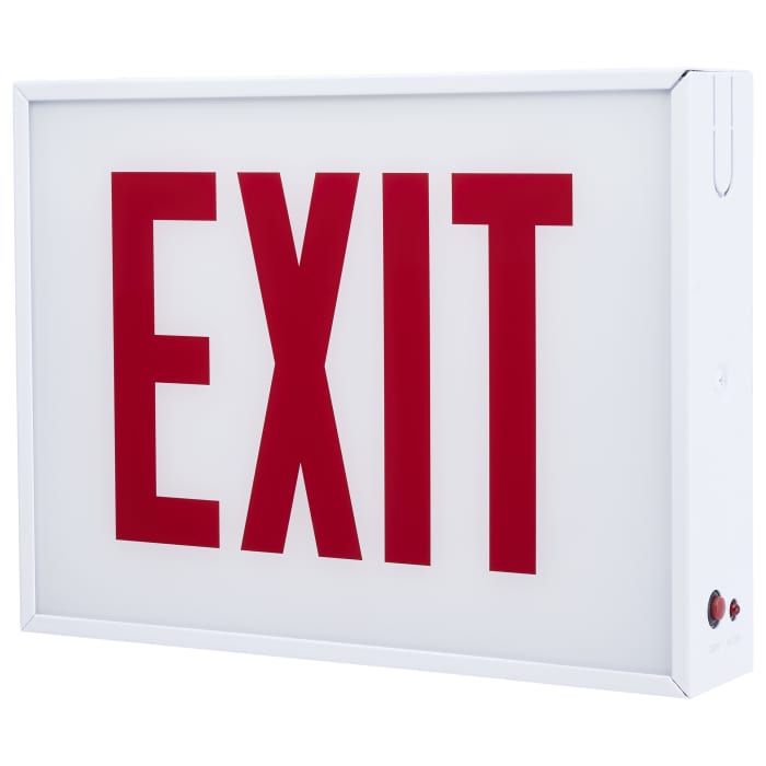 Satco 67-301 Exit Sign Chicago Approved White Housing 120-277V 90 min Backup Single Face Surface Mounting Remote Capable