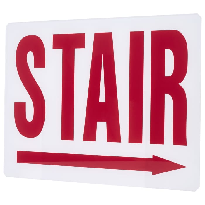 Satco 67-325 Exit Sign Panel Accessory White Glass Panel Red STAIR Signage Right Direction Arrow For Use with Steel Chicago Signs and Combos