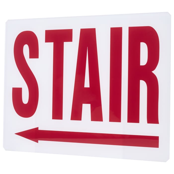 Satco 67-326 Exit Sign Panel Accessory White Glass Panel Red STAIR Signage Left Direction Arrow For Use with Steel Chicago Signs and Combos