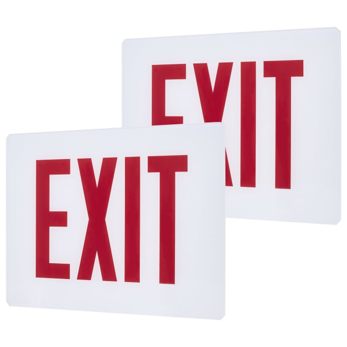 Satco 67-330 Exit Sign Double-Sided Panel Kit Accessory Two White Glass Panels Red EXIT Signage No Arrows For Use with Steel Chicago Signs and Combos