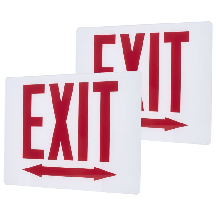 Satco 67-332 Exit Sign Double-Sided Panel Kit Accessory Two White Glass Panels Red EXIT Signage Double Direction Arrows For Use with Steel Chicago Signs and Combos