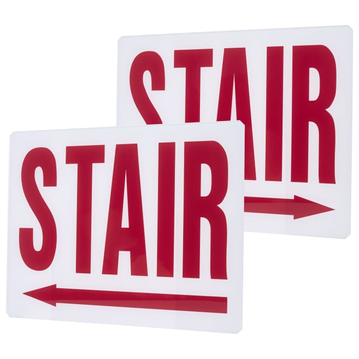Satco 67-334 Exit Sign Double-Sided Panel Kit Accessory Two White Glass Panels Red STAIR Signage One Panel Has Right Direction Arrow The Other Panel Has a Left Direction Arrow For Use with Steel Chicago Signs and Combos