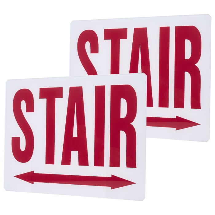 Satco 67-335 Exit Sign Double-Sided Panel Kit Accessory Two White Glass Panels Red STAIR Signage Double Direction Arrows For Use with Steel Chicago Signs and Combos