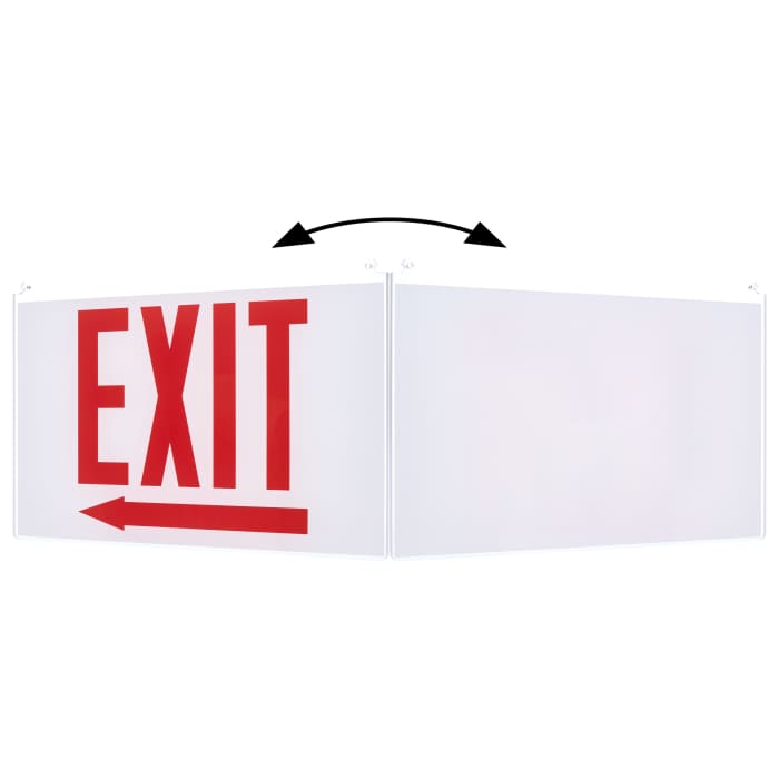 Satco 67-362 Edge Lit Exit Sign Panel Accessory White Single-Face Plastic Panel Red EXIT Signage Left Direction Arrow For Use with Edge Lit Chicago Signs and Combos