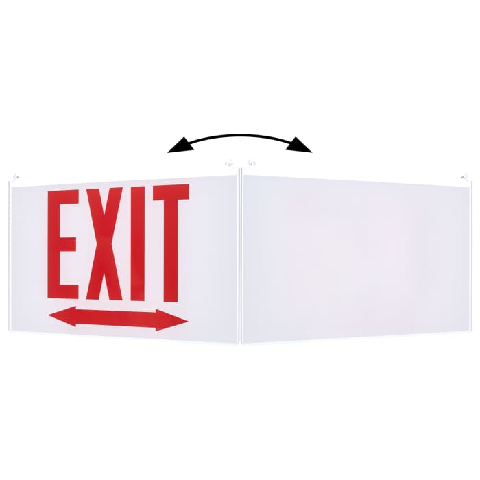 Satco 67-363 Edge Lit Exit Sign Panel Accessory White Single-Face Plastic Panel Red EXIT Signage Double Direction Arrow For Use with Edge Lit Chicago Signs and Combos
