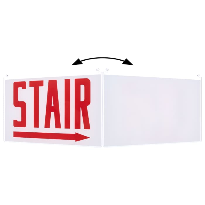 Satco 67-365 Edge Lit Exit Sign Panel Accessory White Single-Face Plastic Panel Red STAIR Signage Right Direction Arrow For Use with Edge Lit Chicago Signs and Combos