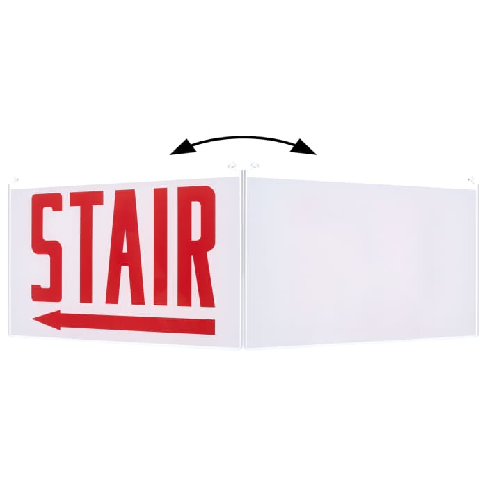 Satco 67-366 Edge Lit Exit Sign Panel Accessory White Single-Face Plastic Panel Red STAIR Signage Left Direction Arrow For Use with Edge Lit Chicago Signs and Combos