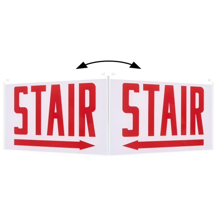 Satco 67-374 Edge Lit Exit Sign Double-Sided Panel Accessory White Double-Face Plastic Panel Red STAIR Signage Right/Left Direction Arrows For Use with Edge Lit Chicago Signs and Combos