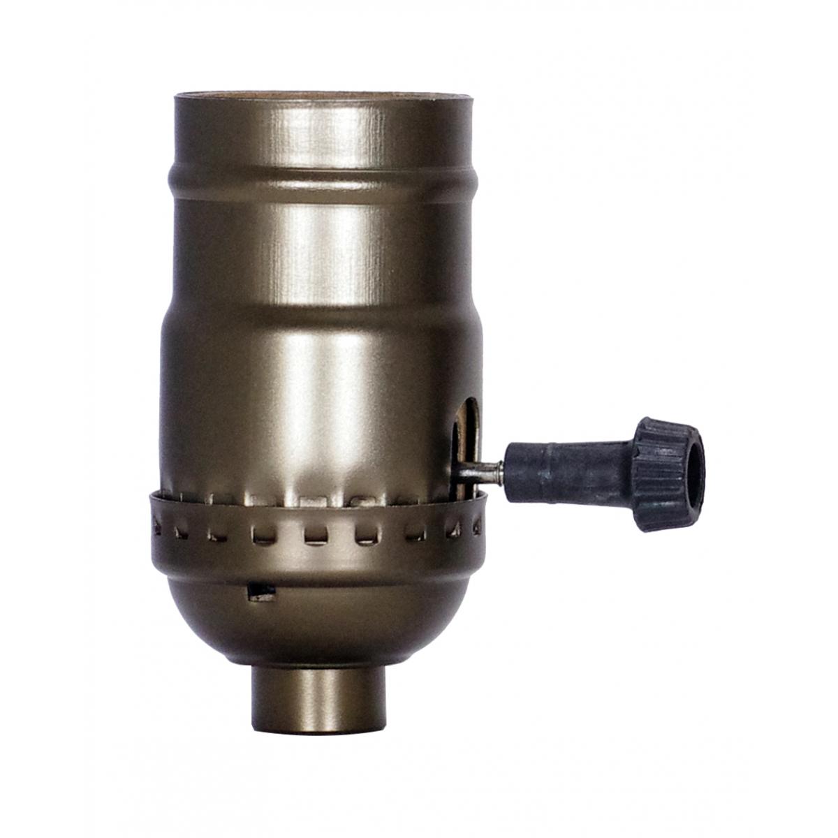 Satco 80-2198 3-Way (2 Circuit) Turn Knob Socket With Removable Knob 1/8 IPS Aluminum Antique Brass Finish 250W 250V
