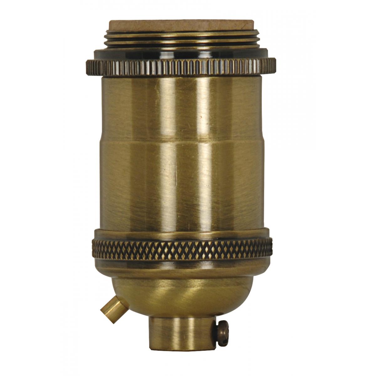 Satco 80-2567 Medium base lampholder 4pc. Solid brass Keyless 2 Uno rings Antique brass finish