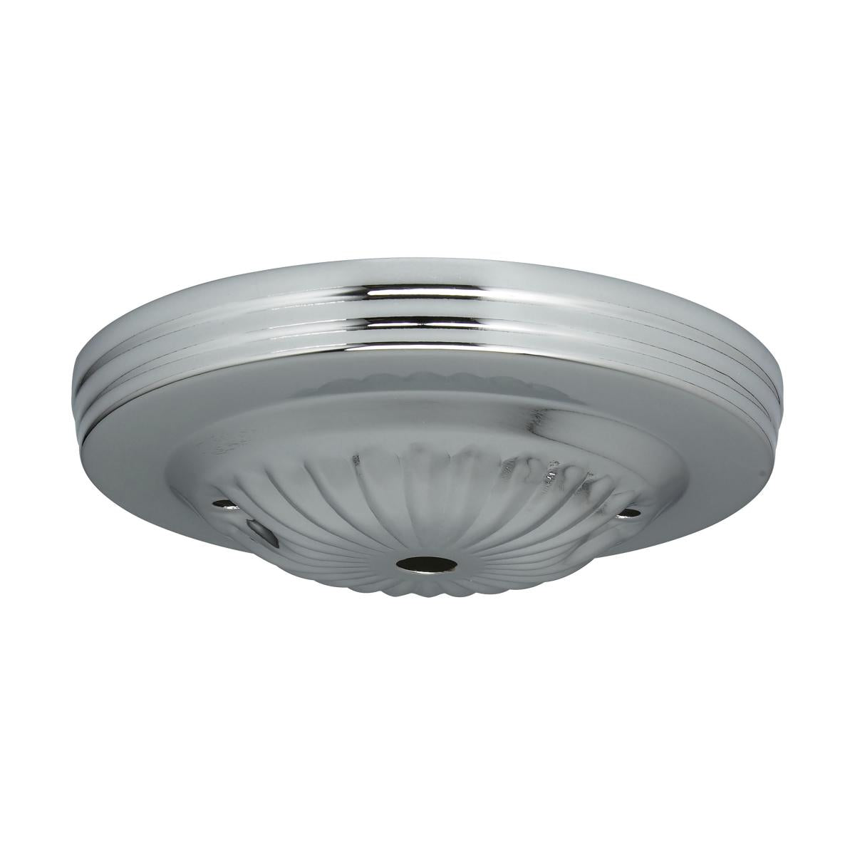 Satco 90-1681 Ribbed Canopy Canopy Only Chrome Finish 5" Diameter 7/16" Center Hole 2 -8/32 Bar Holes