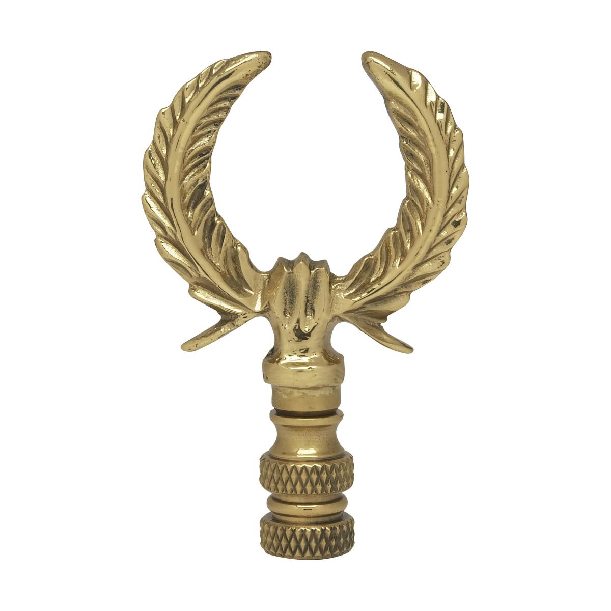 Satco 90-1745 U-Shaped Leaf Brass Finial 2-3/4" Height 1/4-27 Polished Brass Finish