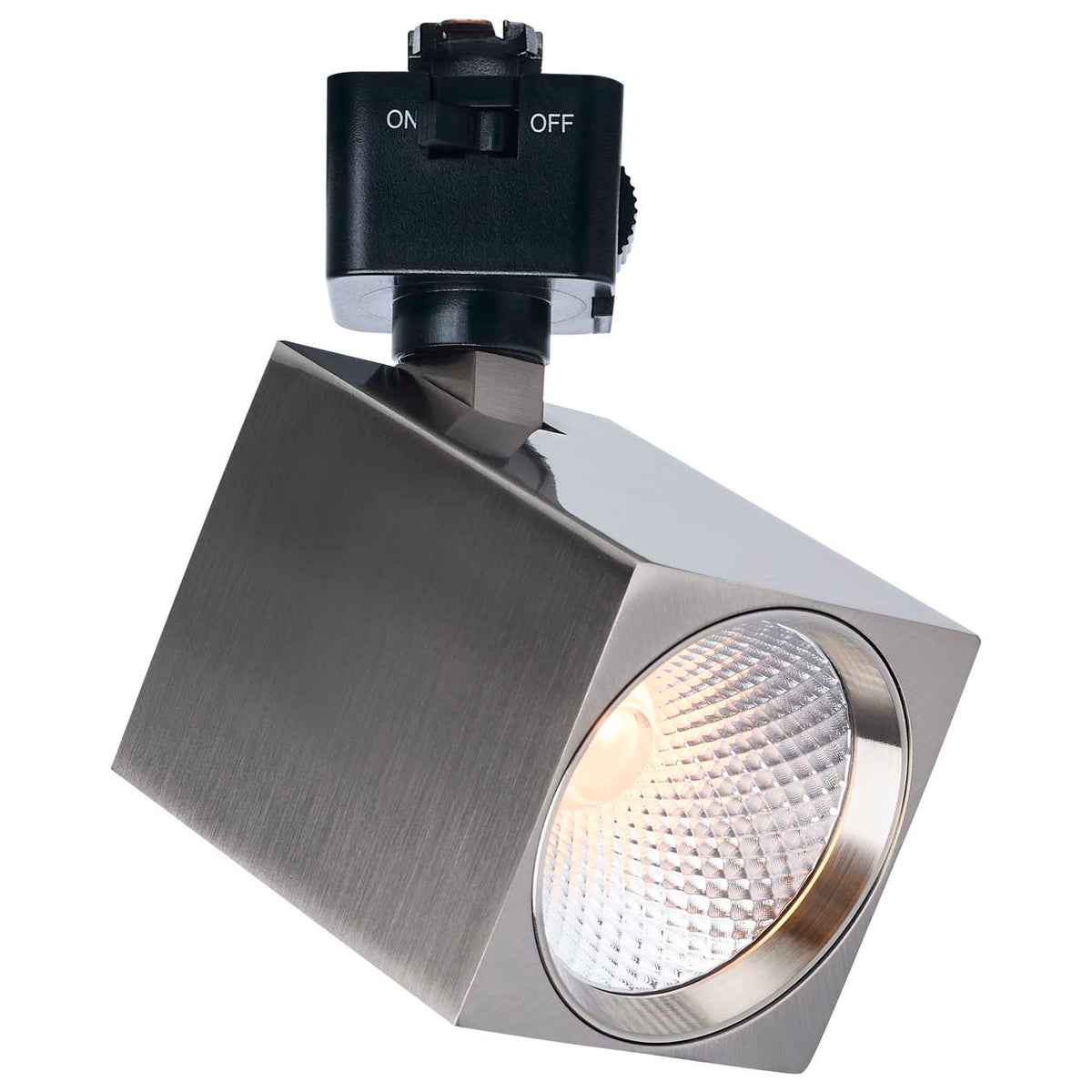 Satco JH5053 8 Watt LED Track Head 2700K/3000K/3500K/4000K/5000K CCT Selectable Dim to Warm J Style 36 Degree Beam Angle 120 Volt Brushed Nickel Square