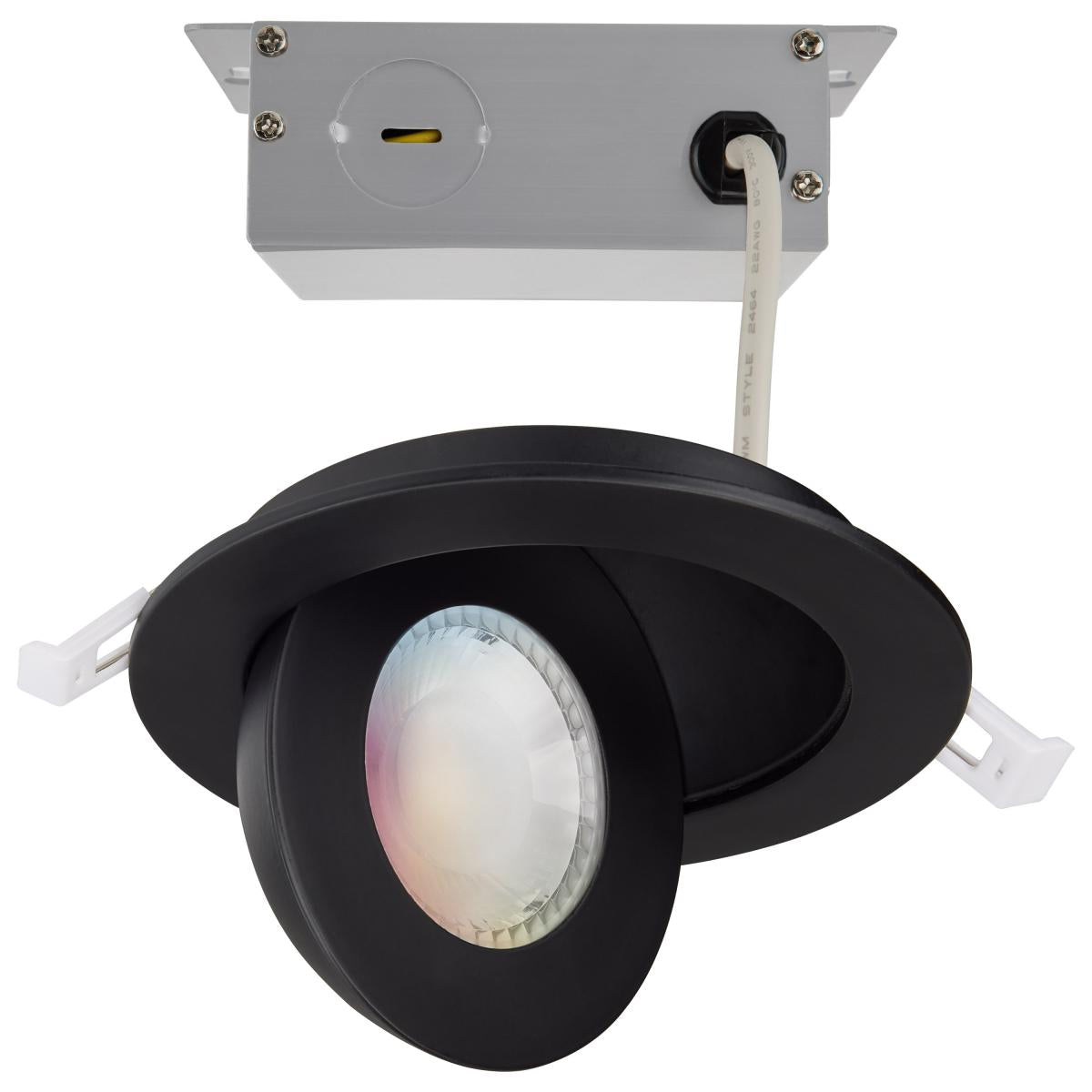 Satco S11296 15 Watt LED Gimbaled Downlight 6 Inch RGB & Tunable White Round Starfish IOT Black Finish 1200 Lumens 120-277 Volt