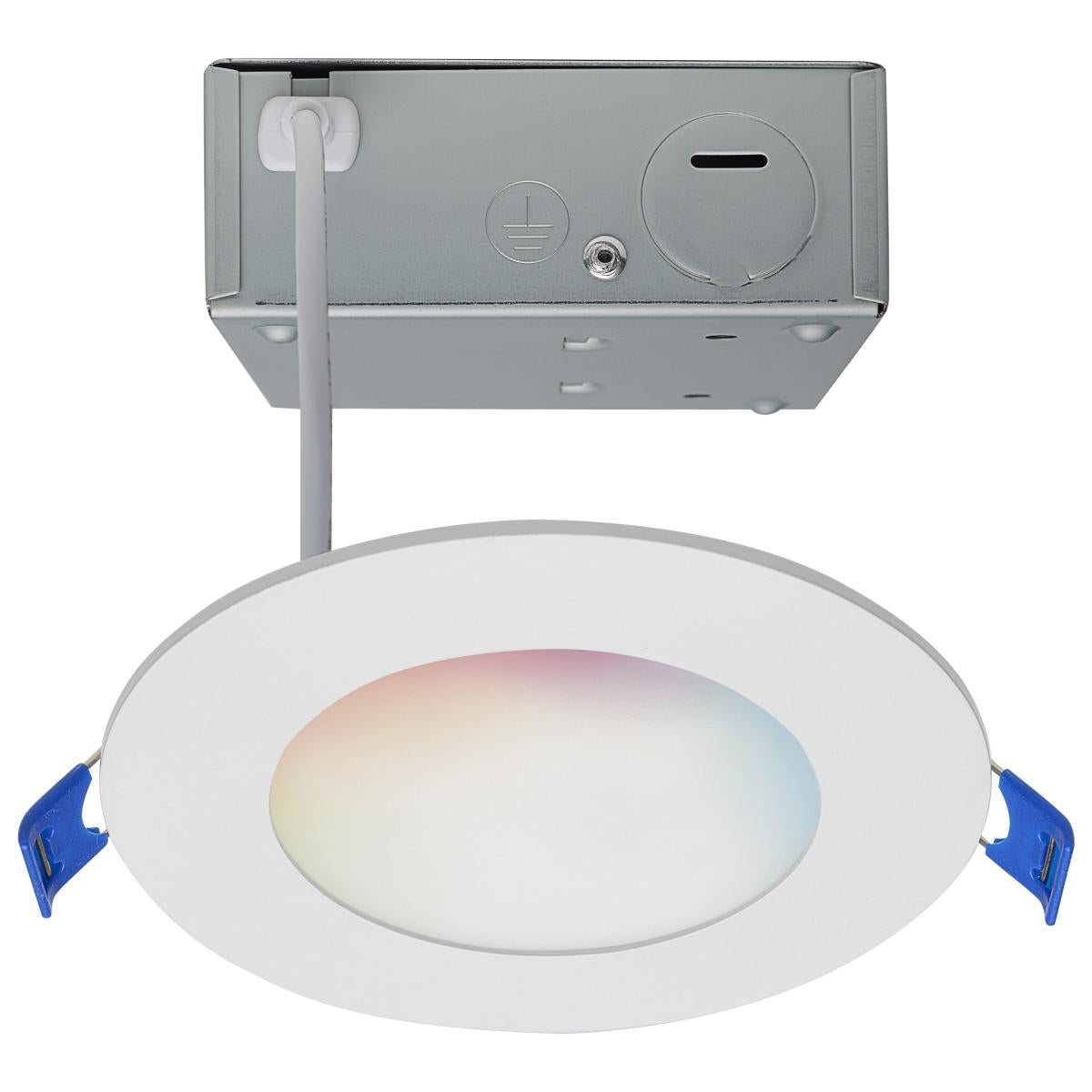 Satco S11560 9 Watt LED Direct Wire Low Profile Downlight 4 Inch Round Starfish IOT Tunable White and RGB 120 Volt 90 CRI White Finish