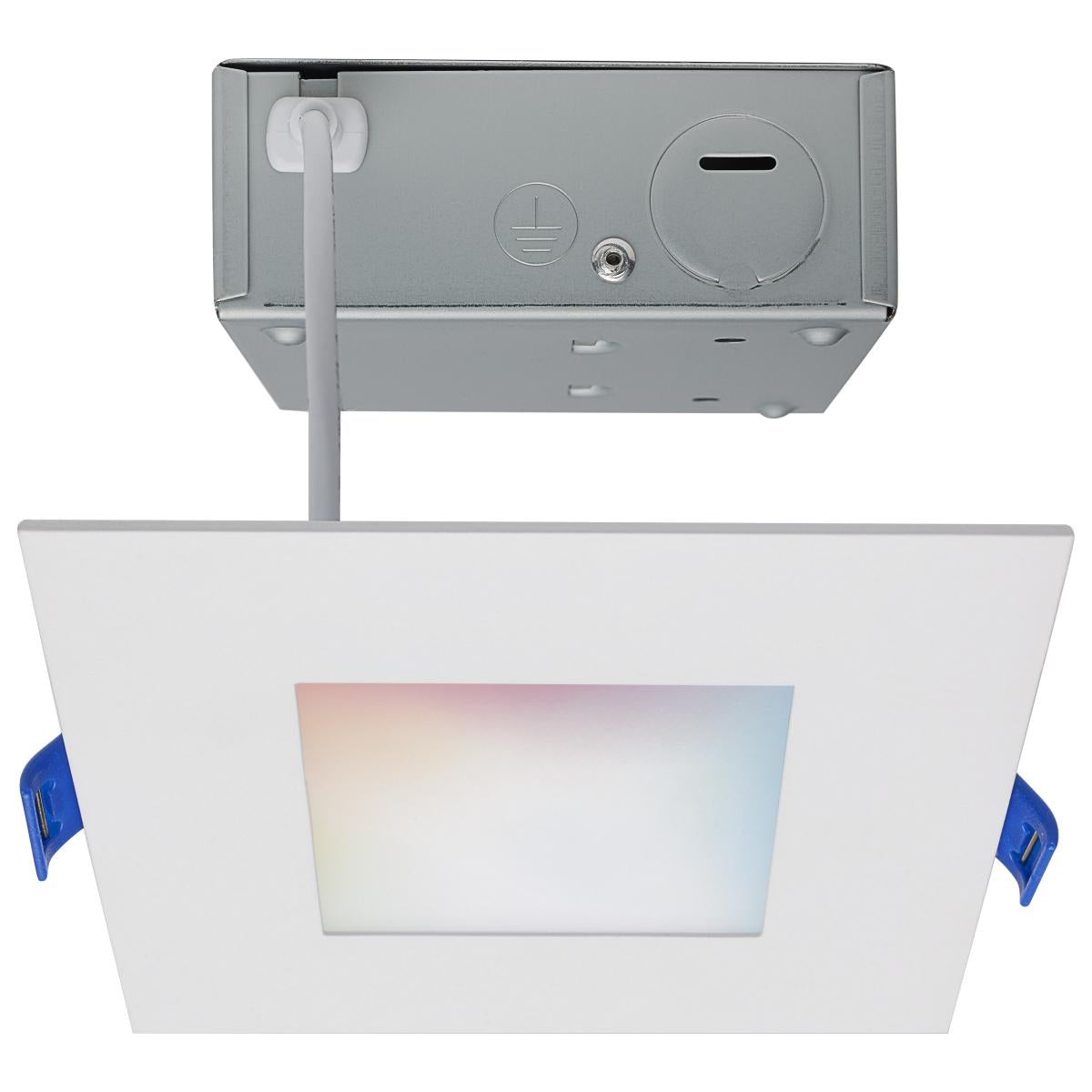 Satco S11561 9 Watt LED Direct Wire Low Profile Downlight 4 Inch Square Starfish IOT Tunable White and RGB 120 Volt 90 CRI White Finish