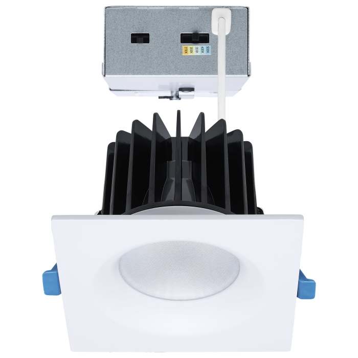 Satco S11673 24WLED/DW/DNL3/FS/SQ/DD/WH 16/20/24 Watt LED Remote Driver Downlight 27K/30K/35K/40K/50K CCT Field Selectable Square White Finish Dual Dimming 120-277 Volt