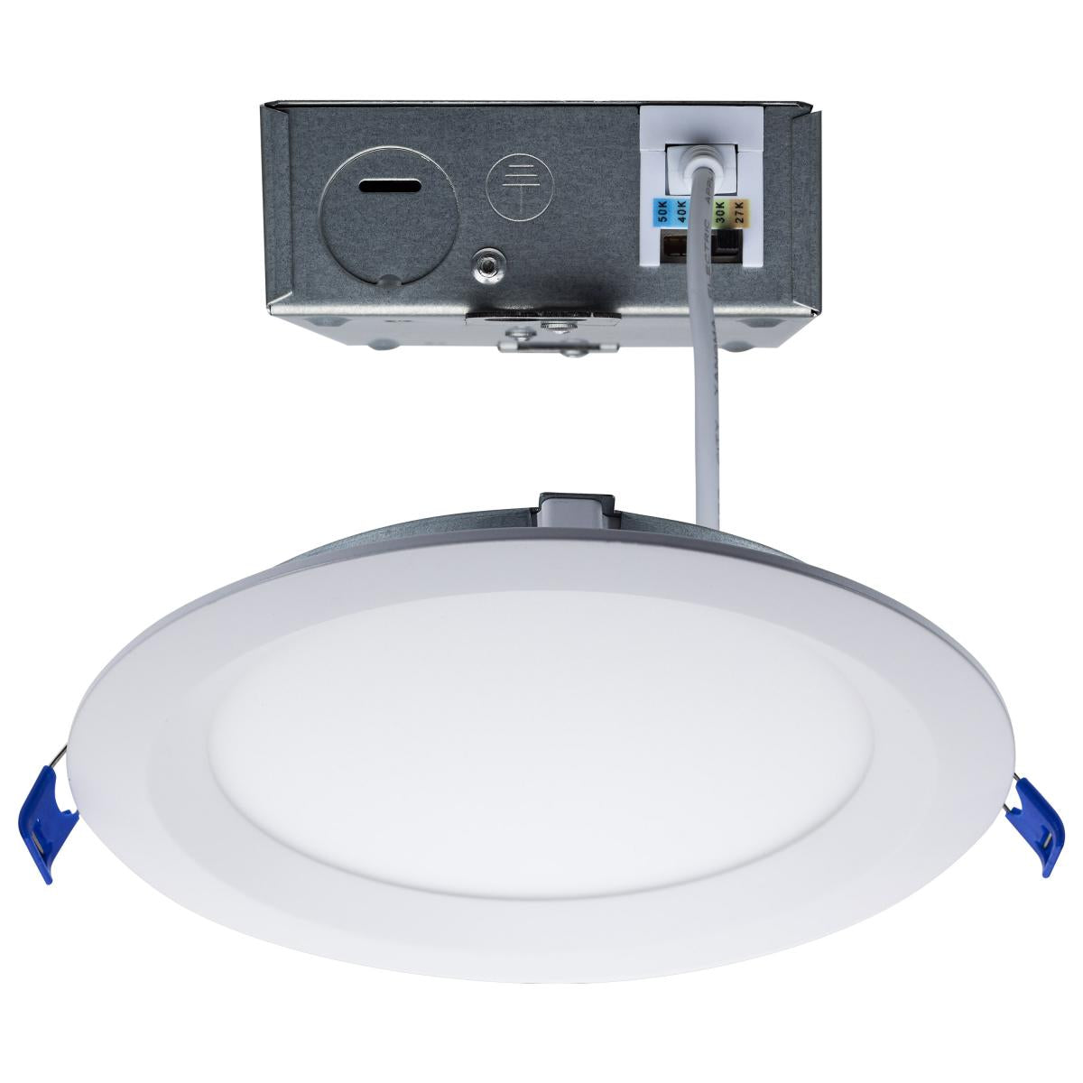 Satco S11872 15 Watt LED Low Profile Regress Baffle Downlight 6 Inch Remote Driver CCT Selectable Round Shape White Finish 120 Volt
