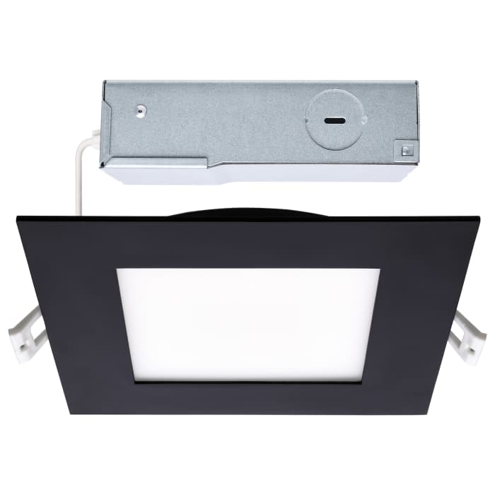Satco S11877R1 12WLED/DW/6/CCT-SEL/SQ/RD/BK 12 Watt LED Direct Wire Downlight 6-Inch CCT Selectable Square Remote Driver Black Finish