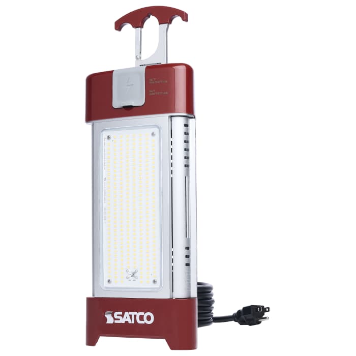 Satco S13175 120W/LED/MB/IP64/850/120V 30/70/100/120 Watt LED Work Light with Remote 5000K CCT Red Finish 120 Volt