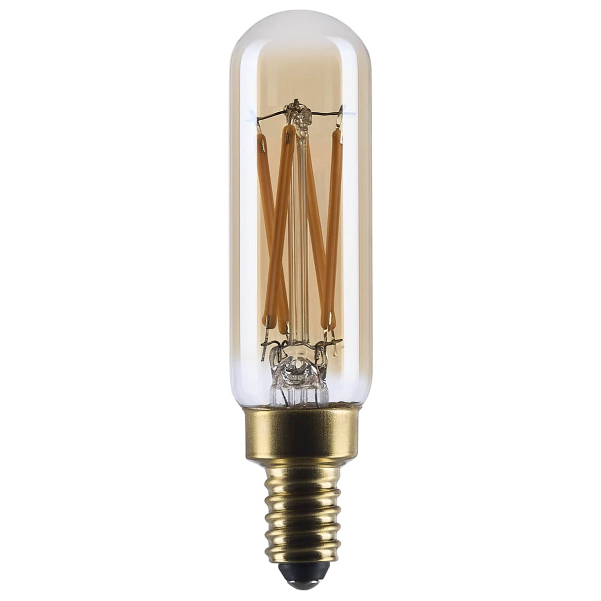 Satco S14217 5.5 Watt T6 LED 2000K CCT Candelabra Base Clear Glass Amber Straight Filament Dimmable 120 Volt