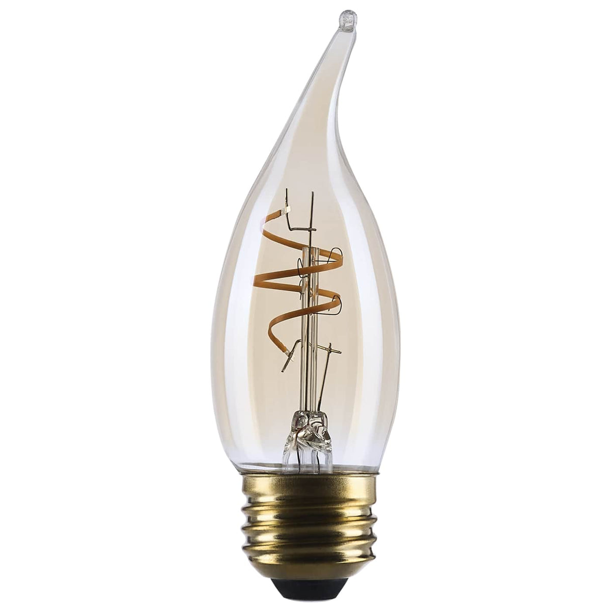 Satco S14224 3.5 Watt CA11 LED 2000K CCT Medium Base Clear Glass Amber Coil Filament Dimmable 120 Volt