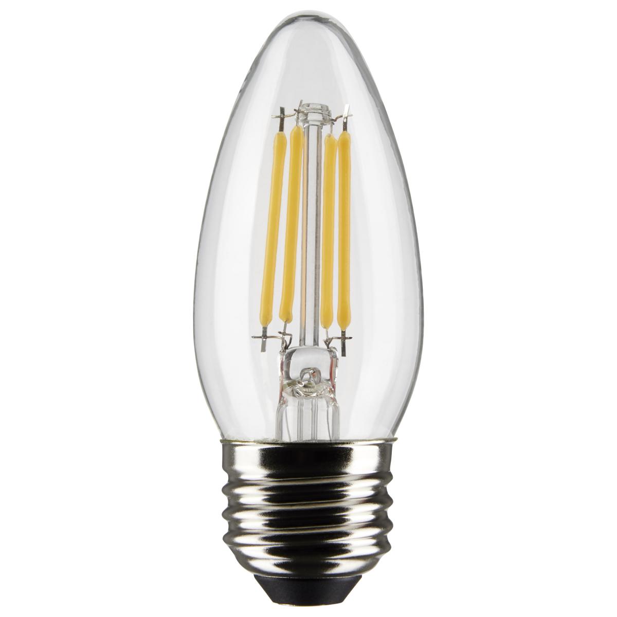 Satco S21834 4 Watt B11 LED Clear Medium Base 2700K 350 Lumens 120 Volt 2-Pack