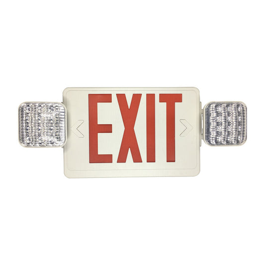 Eiko 11037 EXIT/EM-R-W Exit Sign Red with Emergency Light  White Housing