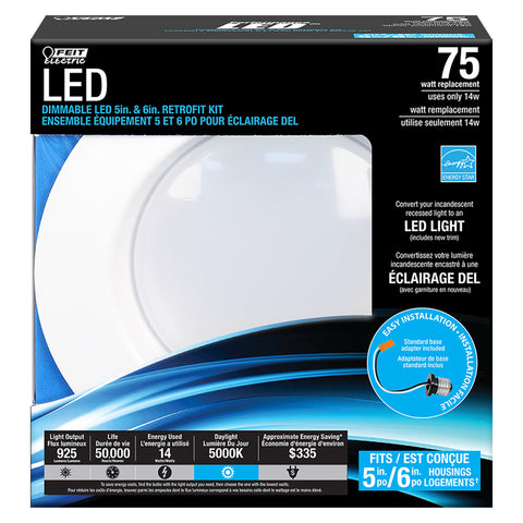 FEIT LEDG2R56/850/CAN 925 Lumen 5000K 5 & 6 Inch Dimmable Retrofit Kit