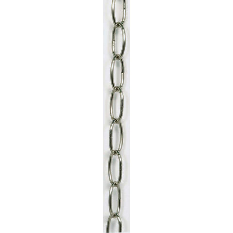 Satco 25-1069 3 Ft.; 8 Gauge Chain; Brushed Nickel Finish; 1-1/2 in.; Link Len; 7/8 in.; Link Wid; 1/8 in.; 1 yd. 24 yd./Ctn; 35lbs Max