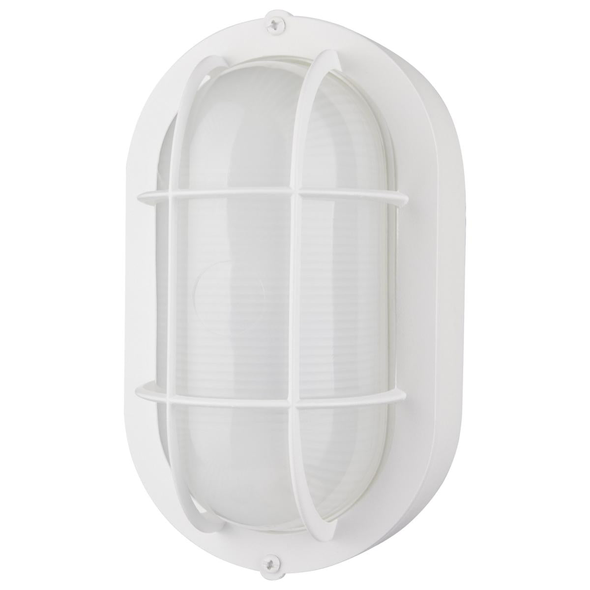 Satco 62-1390 LED Oval Bulk Head Fixture; White Finish with White Glass