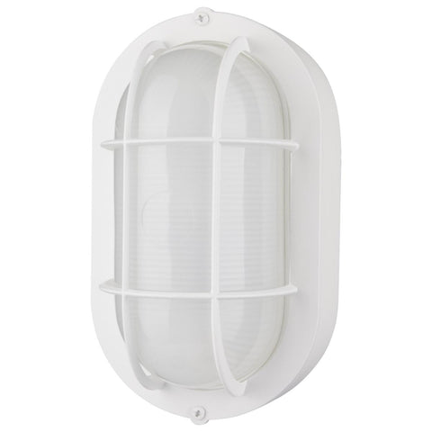 Satco 62-1390 LED Oval Bulk Head Fixture; White Finish with White Glass