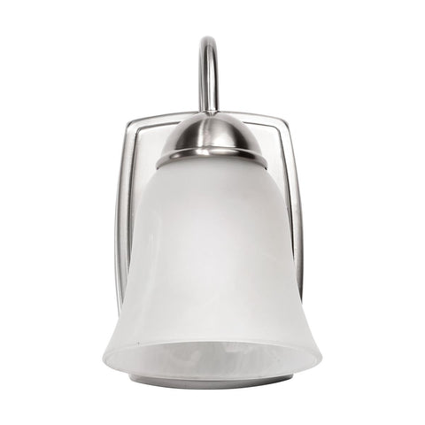 Satco 62-1567 8 Watt LED 1 Light Vanity Fixture 3000K Brushed Nickel with Alabaster Glass