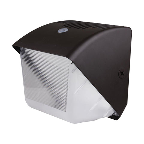 Satco 65-656 40W Small LED Wall Pack with Photocell CCT 120-277V Dusk to Dawn Security Lighting Bronze