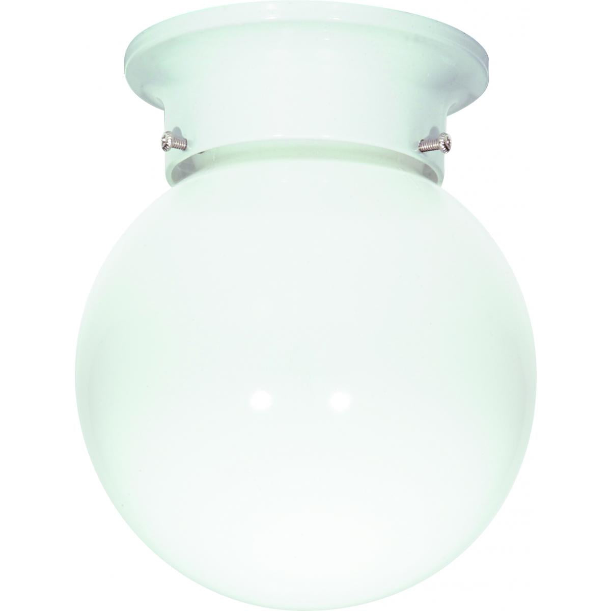 Satco 77-947 1 Light - 6" Flush with White Glass - White Finish
