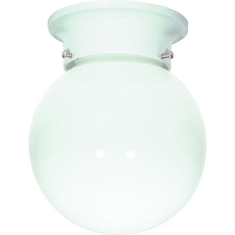 Satco 77-947 1 Light - 6" Flush with White Glass - White Finish