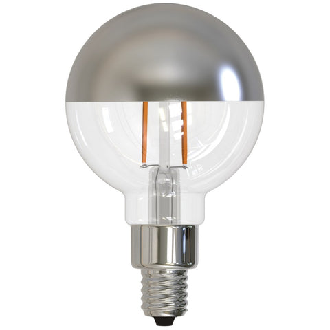 Bulbrite 776771 LED2G16/27K/FIL/HM/3 2.5W LED G16 2700K FILAMENT HALF MIRROR E12 FULLY COMPATIBLE DIMMING
