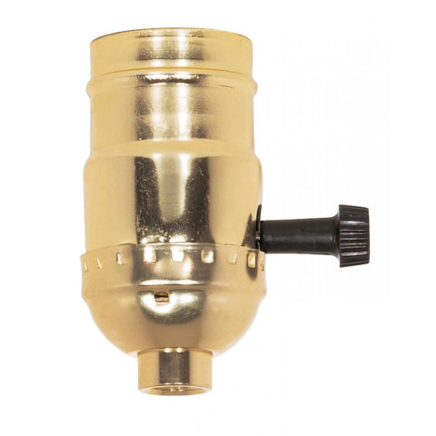 Satco 80-1002 3-Way (2 Circuit) Turn Knob Socket With Removable Knob 1/8 IPS Aluminum Brite Gilt Finish 250W 250V 500 Master