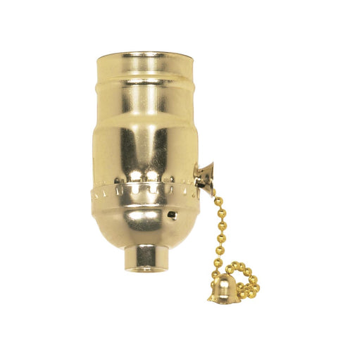Satco 80-1006 On-Off Pull Chain Socket 1/8 IPS Aluminum Brite Gilt Finish 660W 250V 500 Master