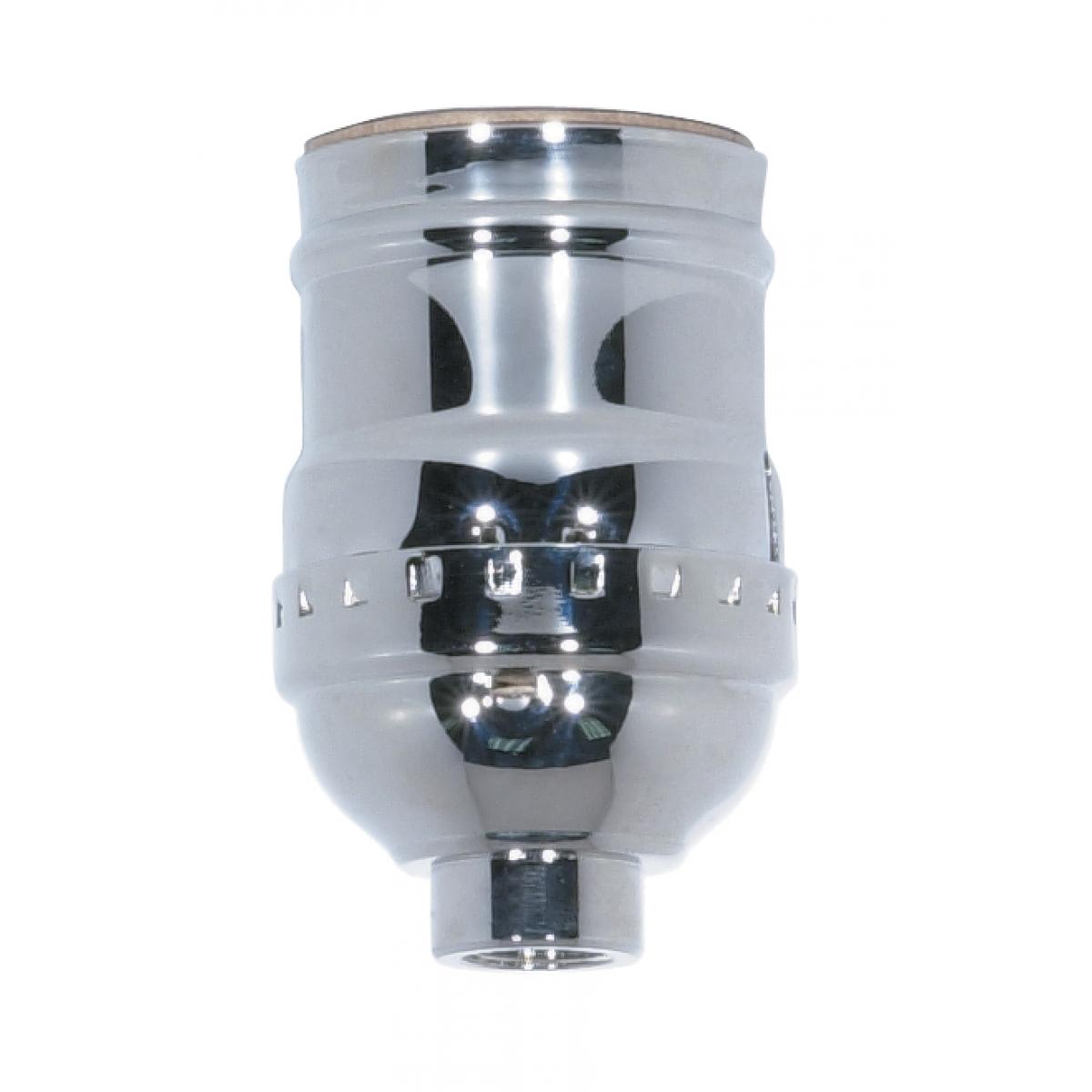 Satco 80-1029 Short Keyless Socket 1/8 IPS 3 Piece Stamped Solid Brass Polished Nickel Finish 660W 250V