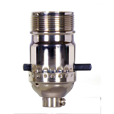 Satco 80-1033 On-Off Push Thru Socket 1/8 IPS 3 Piece Stamped Solid Brass Polished Nickel Finish 660W 250V Uno Thread