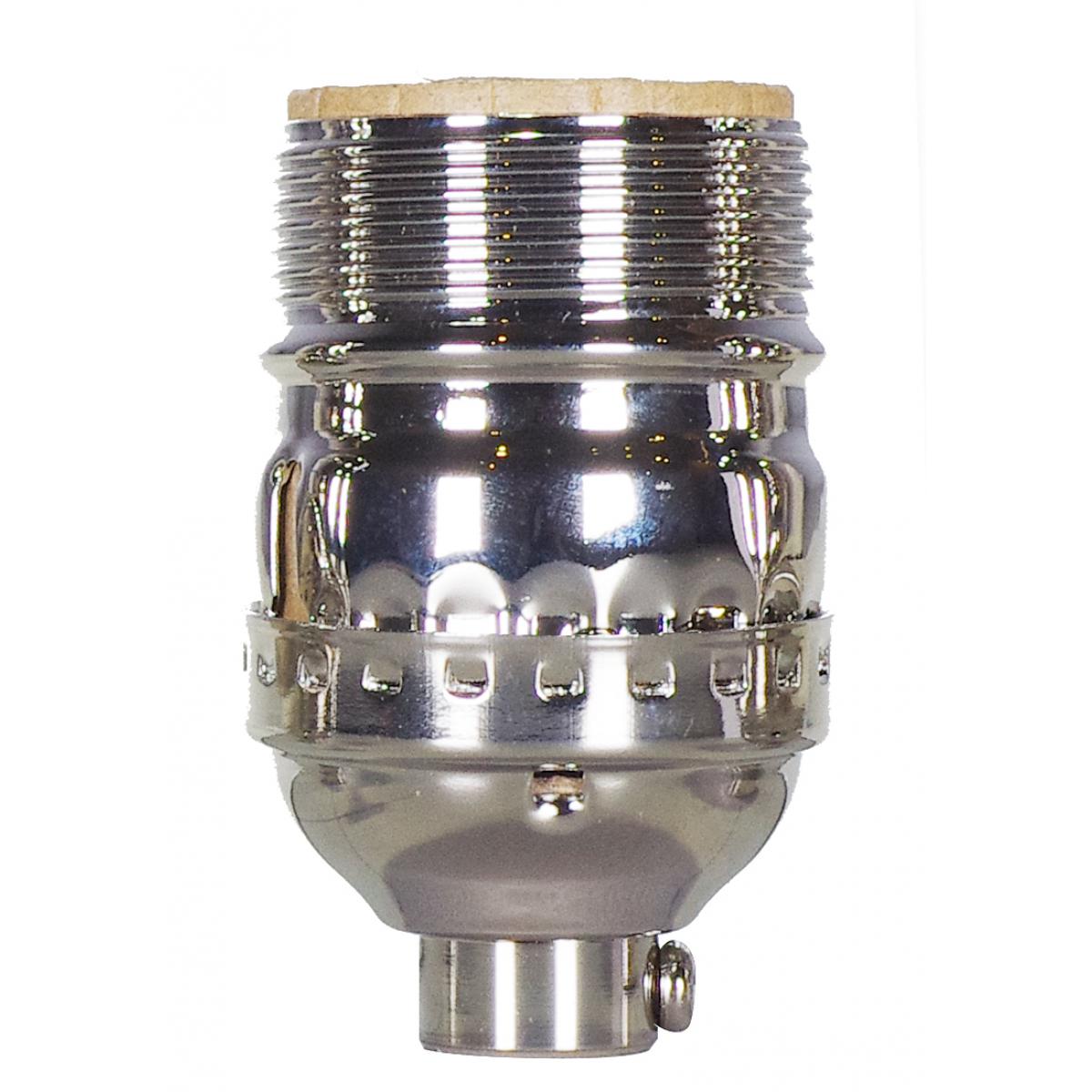 Satco 80-1039 Short Keyless Socket 1/8 IPS 3 Piece Stamped Solid Brass Polished Nickel Finish 660W 250V Uno Thread